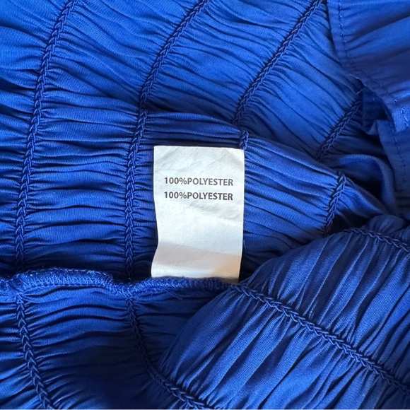 Ramy Brook Keegan Blue Ruffle Sleeve Smocked Waist Blouse Top Size M NWT - Picture 8 of 10